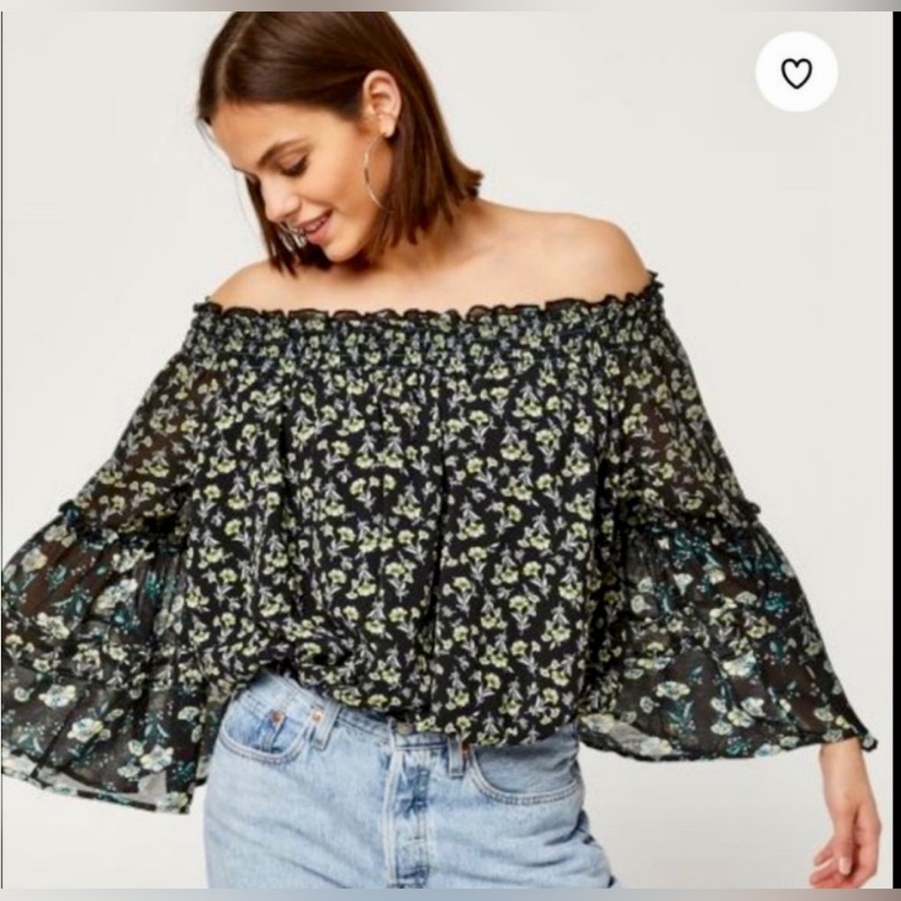 Free People Boho Rose Valley Off Shoulder Top XS-med